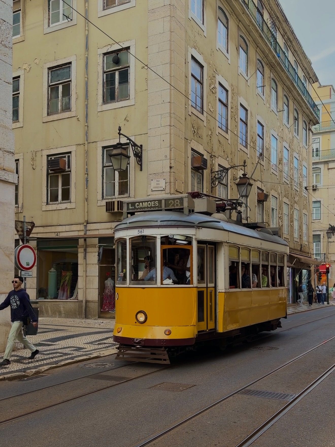 Tram 28 on a Lisbon street